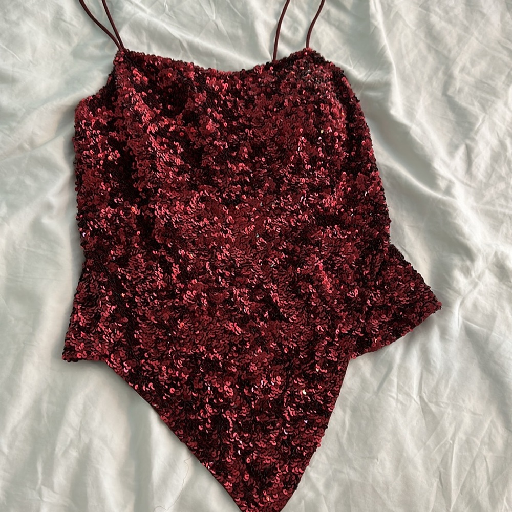Cache Burgundy Sequin Chemise